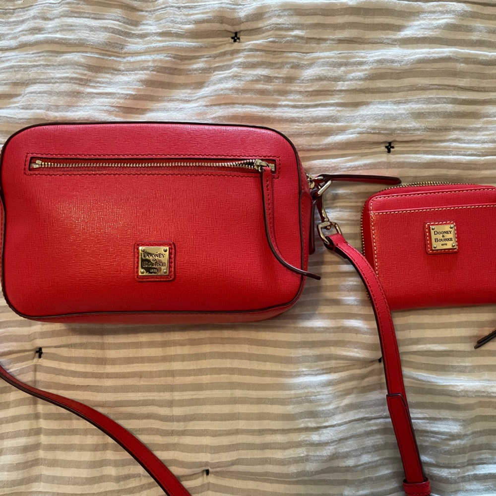 Dooney & Bourke Camera Bag and Wallet in Tomato